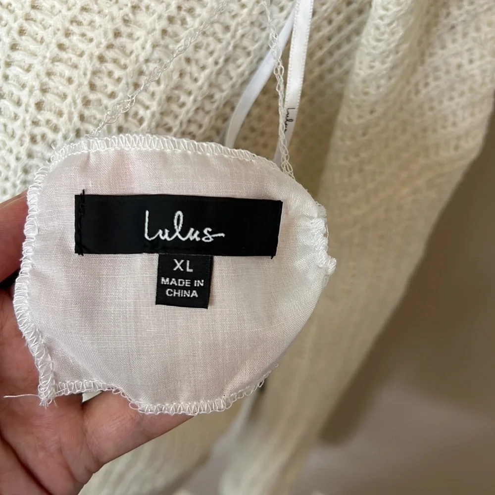 Lulus Born to Fly White Loose Knit Reversible Cropped Sweater - Picture 3 of 5